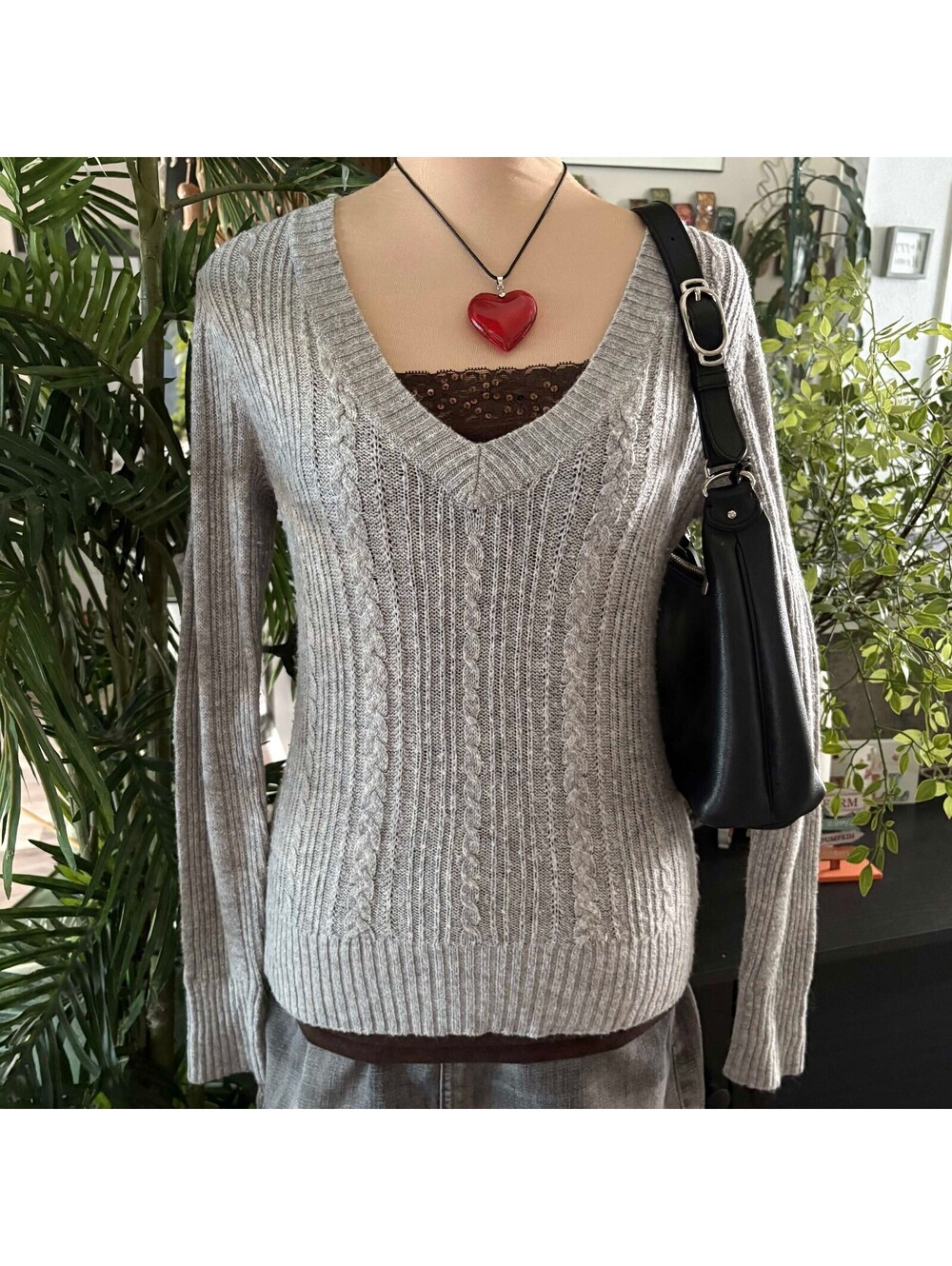 vintage y2k grey aeropostale fitted knit sweater